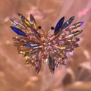Butterfly Multicolored Stones Brooch